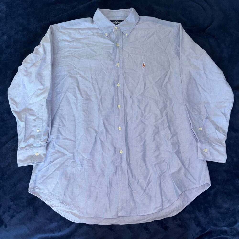Ralph Lauren Yarmouth Blue Cotton Oxford Shirt 16 1/2 33